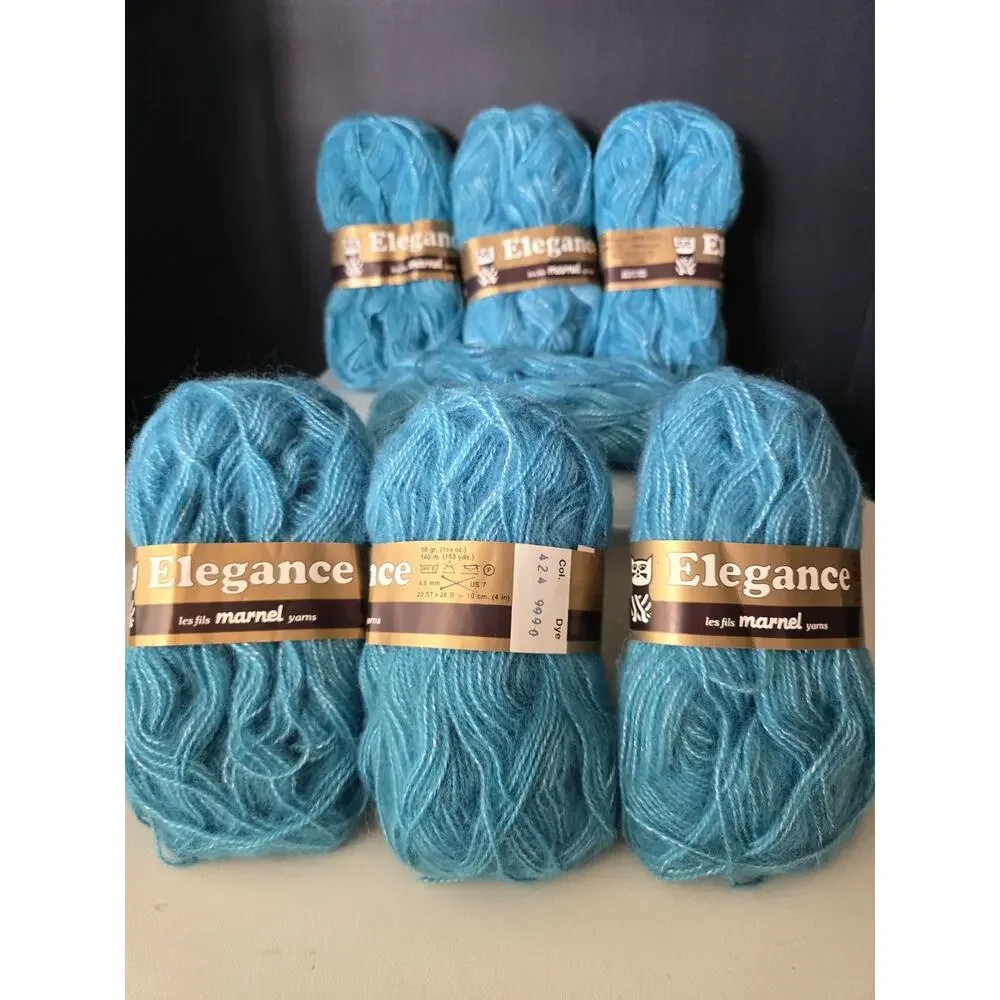 Marnel Elegance Blue Yarn Lot of 7 High Quality 140m/153 yds #424 Dye 9990